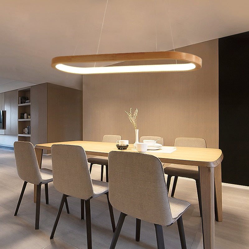 LichtGlanz Moderne Pendelleuchte Oval Holzfarbig Schlafzimmer Holz & Acryl Ceiling lights