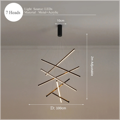LumiStrata | Moderne LED-Pendellampe – Mehrstufige Metallleuchte, dimmbar mit Fernbedienung