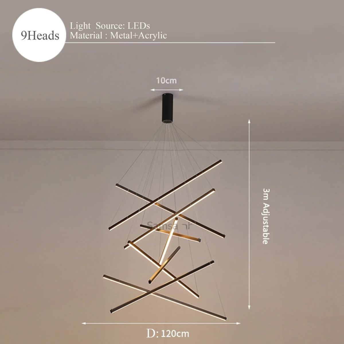 LumiStrata | Moderne LED-Pendellampe – Mehrstufige Metallleuchte, dimmbar mit Fernbedienung
