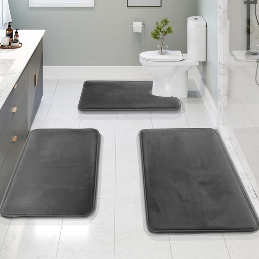 Lunaflo | Badmatte – 3-teiliges Set mit Rutschfester Unterseite und Memory Foam 1