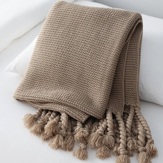 Lunaria | Strickdecke – Dicke, Gemütliche Decke mit Übereck-Quasten 0