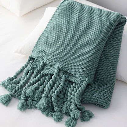 Lunaria | Strickdecke – Dicke, Gemütliche Decke mit Übereck-Quasten 10