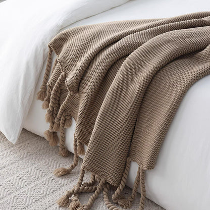 Lunaria | Strickdecke – Dicke, Gemütliche Decke mit Übereck-Quasten 3