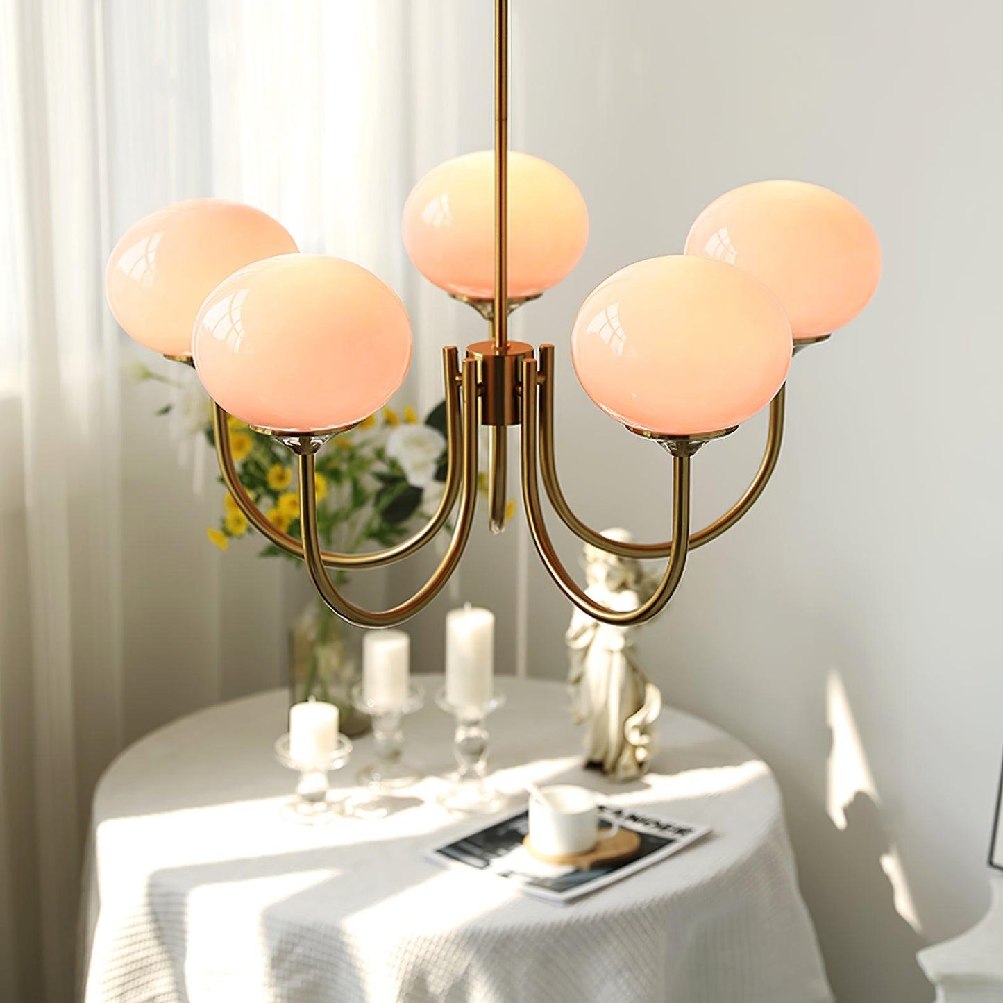 Zuckerstrahlen | Moderner Kronleuchter im Marshmallow-Design – Elegantes Glas, sanftes Licht & stilvolle Akzente für Wohn- und Esszimmer