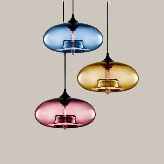 Moderne LED-Pendelleuchte aus Glas – Farbvielfalt für Ess- und Wohnzimmer