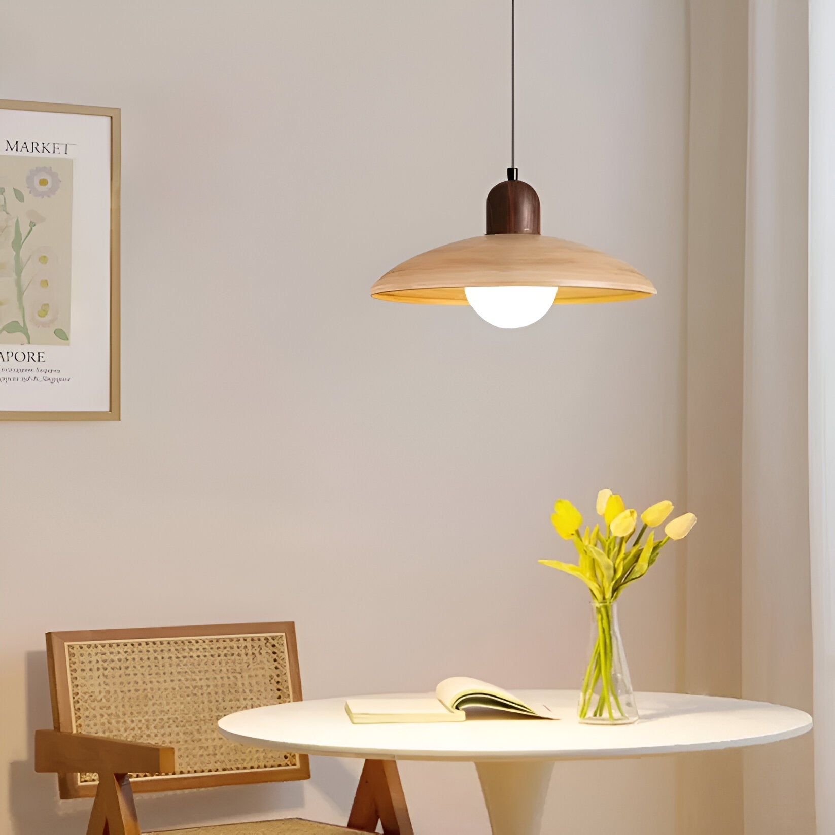 Nimara | Pendelleuchte – Wabi-Sabi Stil mit Holz und Warmem Licht für Esszimmer 5