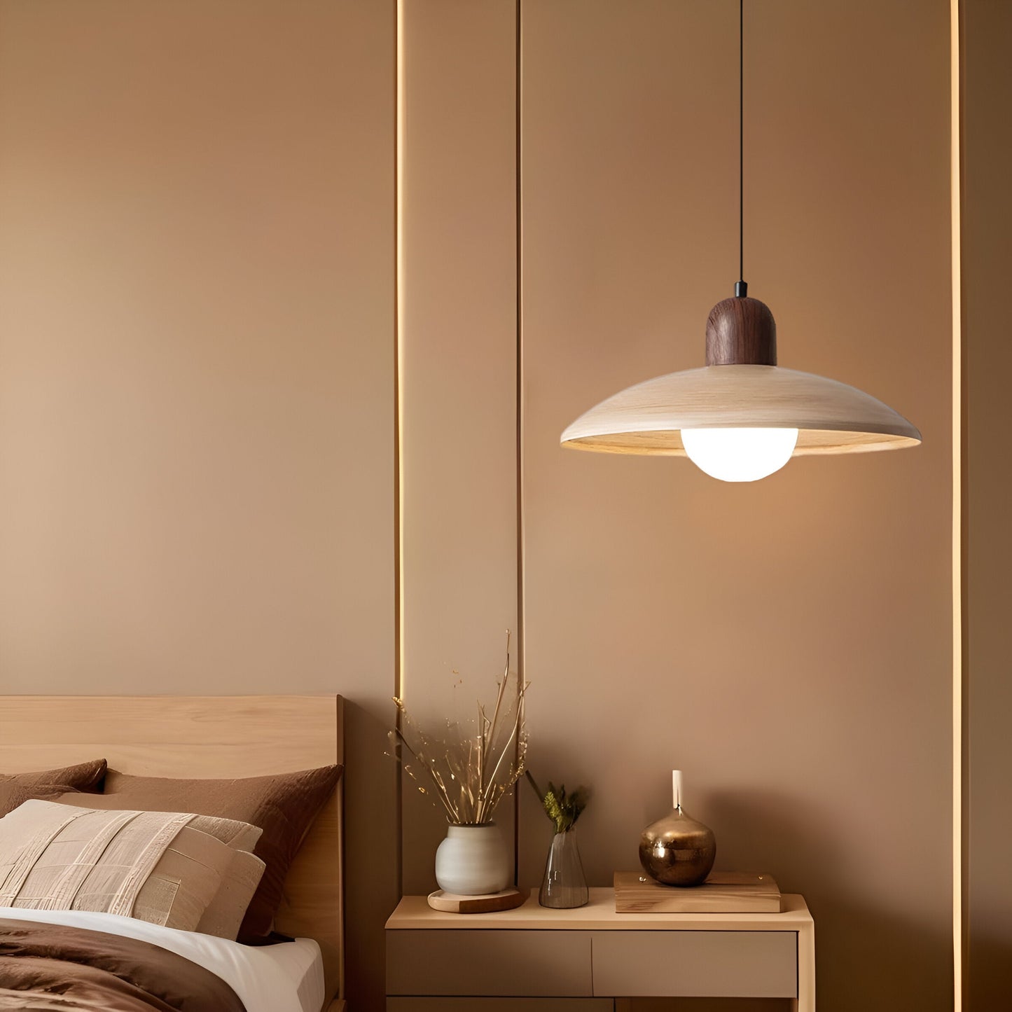 Nimara | Pendelleuchte – Wabi-Sabi Stil mit Holz und Warmem Licht für Esszimmer 7
