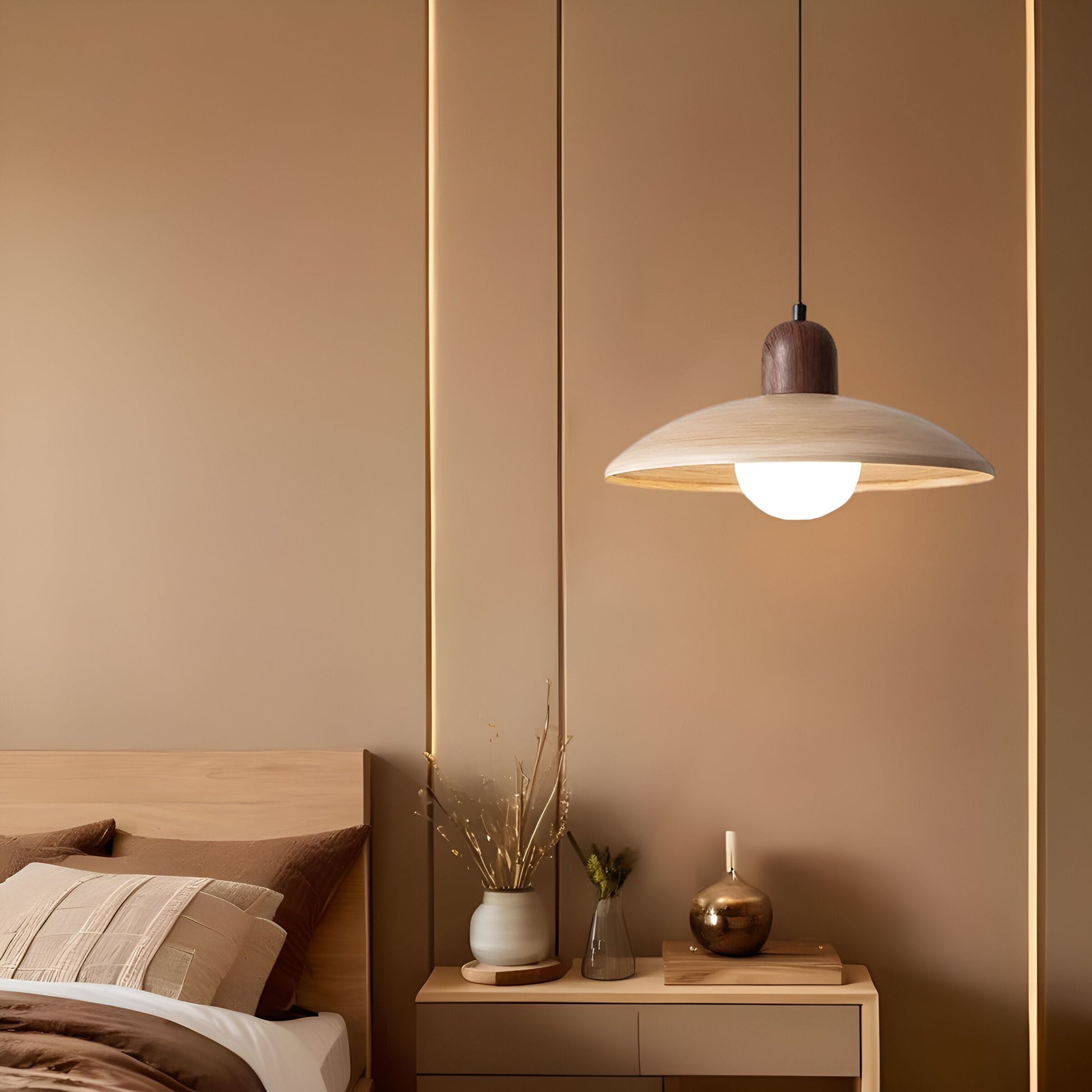 Nimara | Pendelleuchte – Wabi-Sabi Stil mit Holz und Warmem Licht für Esszimmer 7
