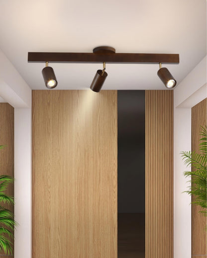 Aurora Walnut | LED Deckenleuchte – Lineares Track Light mit Walnussholz & Eisen