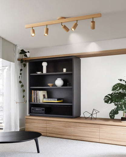 Aurora Walnut | LED Deckenleuchte – Lineares Track Light mit Walnussholz & Eisen