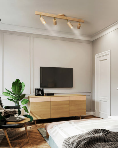 Aurora Walnut | LED Deckenleuchte – Lineares Track Light mit Walnussholz & Eisen