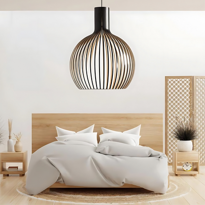 HimmlischeLeuchte | Deckenlampe – Elegante Schwarze LED-Hängeleuchte aus Holz