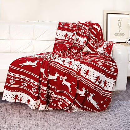 Rentiara | Strickdecke – Festliches Rentier- und Schneeflockendesign für Gemütlichkeit 0