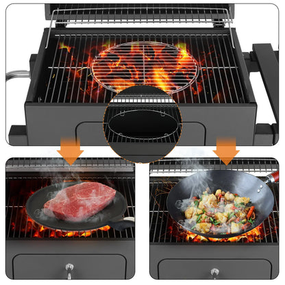 Holzkohlegrill mit Faltbarem Seitentisch und Thermometer – 578 Quadratzoll Grillfläche