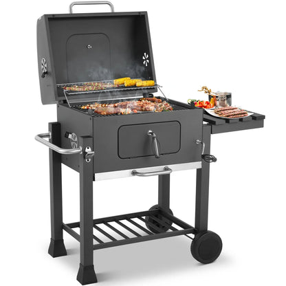 Holzkohlegrill mit Faltbarem Seitentisch und Thermometer – 578 Quadratzoll Grillfläche