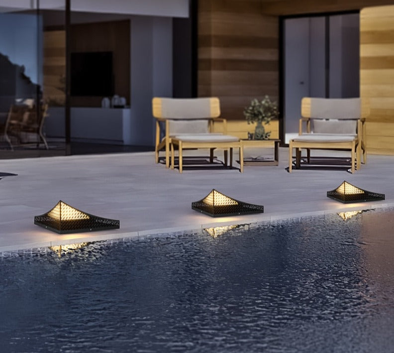 Solar Außenlampe IP65 - Halbpyramide LED Aussenleuchte aus Edelstahl für Garten-3