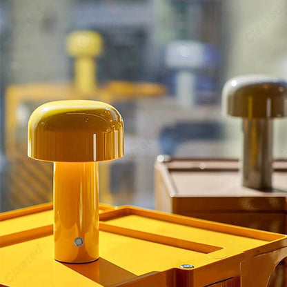 RetroGlow | Retro-Design, Pilzform, LED-Tischlampe kabellos mit Touch & USB