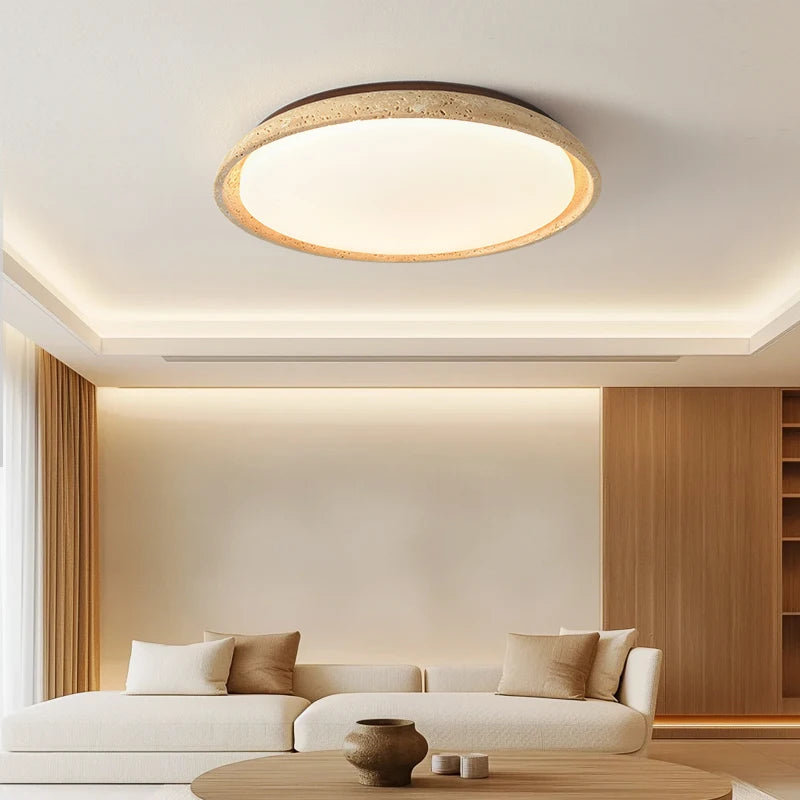 Solvessa | Moderne LED Deckenleuchte aus Acryl und Travertin für Schlafzimmer und Wohnbereich (4W)