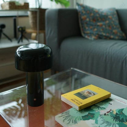 RetroGlow | Retro-Design, Pilzform, LED-Tischlampe kabellos mit Touch & USB