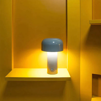 RetroGlow | Retro-Design, Pilzform, LED-Tischlampe kabellos mit Touch & USB