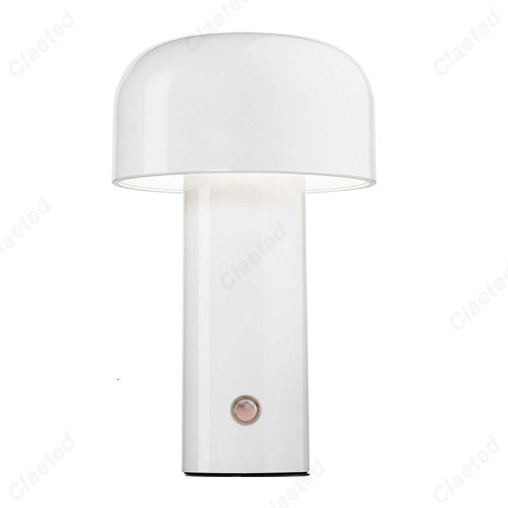 RetroGlow | Retro-Design, Pilzform, LED-Tischlampe kabellos mit Touch & USB
