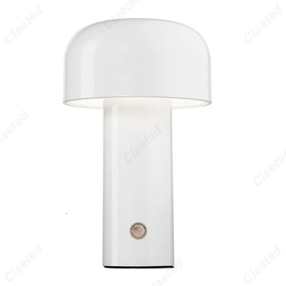 RetroGlow | Retro-Design, Pilzform, LED-Tischlampe kabellos mit Touch & USB
