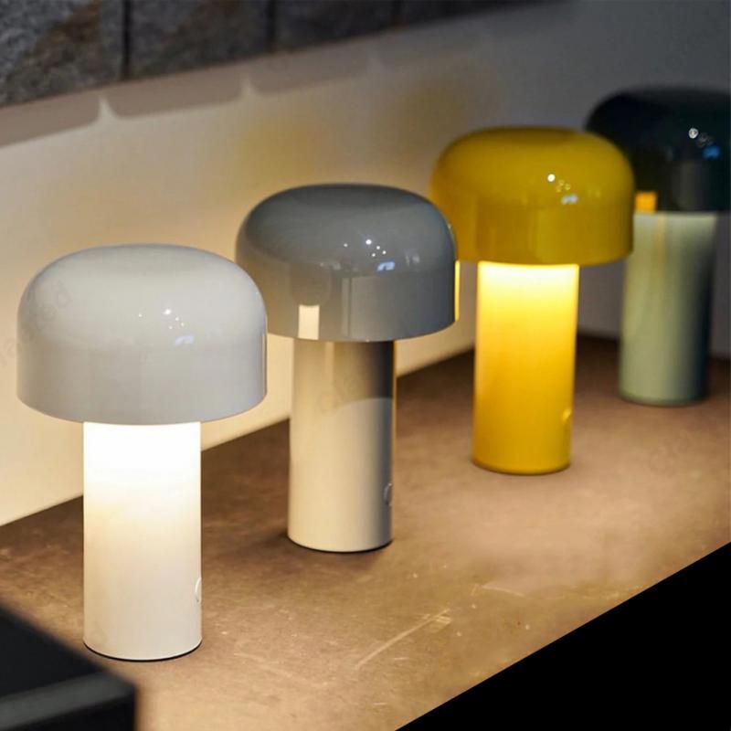 RetroGlow | Retro-Design, Pilzform, LED-Tischlampe kabellos mit Touch & USB