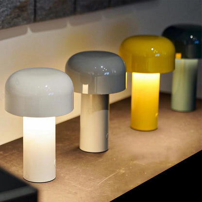RetroGlow | Retro-Design, Pilzform, LED-Tischlampe kabellos mit Touch & USB