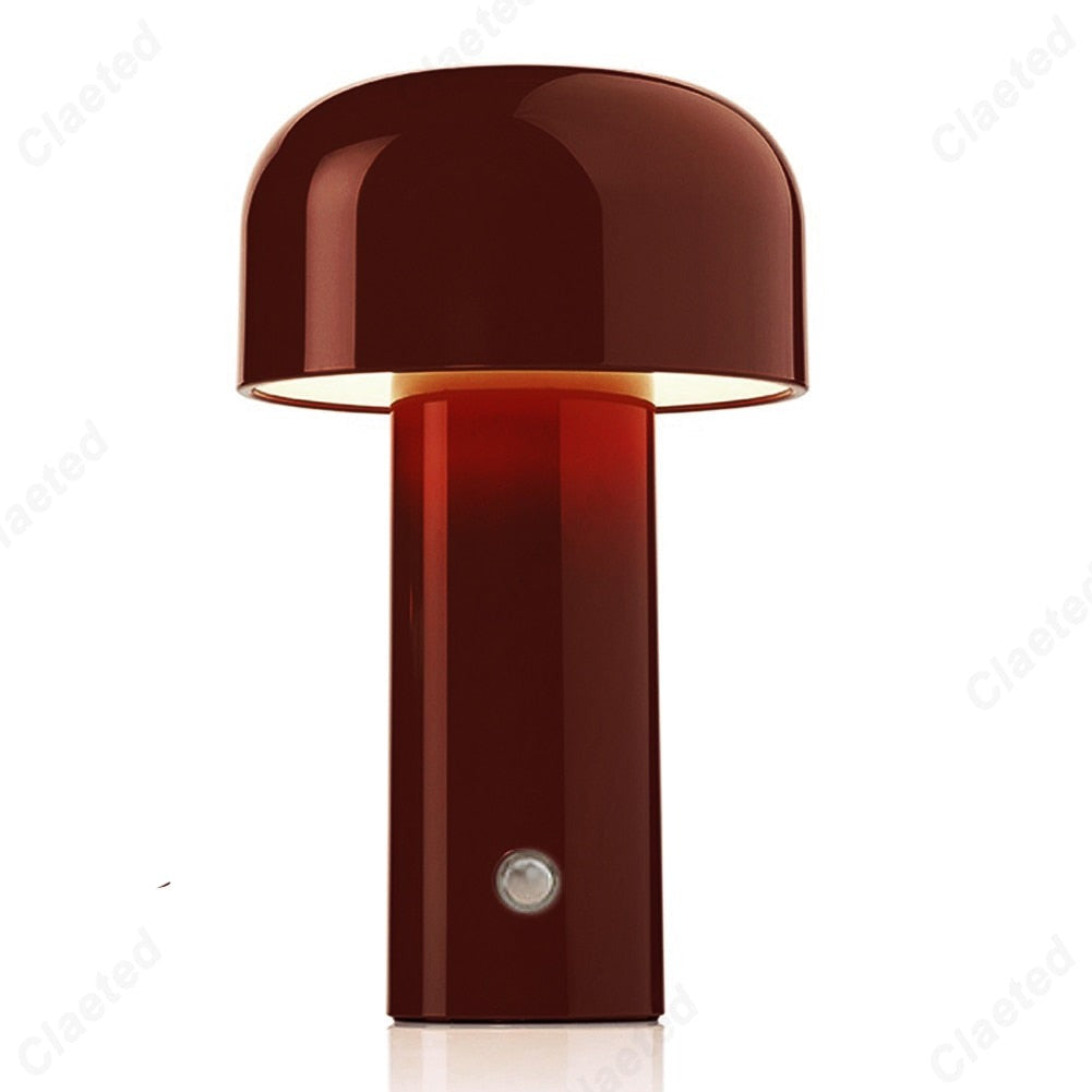 RetroGlow | Retro-Design, Pilzform, LED-Tischlampe kabellos mit Touch & USB