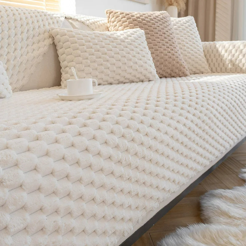 SnuggleFleece | Sofaüberwurf – Plüsch mit Anti-Rutsch-Funktion für Ecksofa 2