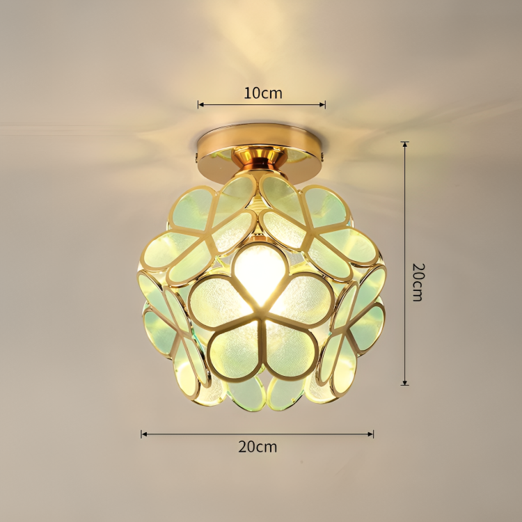 VitaBlossom | Retro-Stil Bunte Glas Deckenlampe mit Blumenmuster