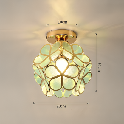 VitaBlossom | Retro Glas-Deckenleuchte mit handbemaltem Blumenmuster