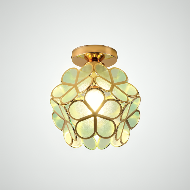 VitaBlossom | Retro-Stil Bunte Glas Deckenlampe mit Blumenmuster
