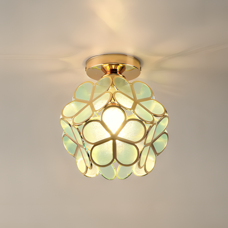 VitaBlossom | Retro-Stil Bunte Glas Deckenlampe mit Blumenmuster