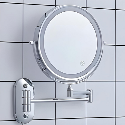 LuxeMirror | LED-Schminkspiegel in Chrom – Wiederaufladbar mit 3-Farbmodi