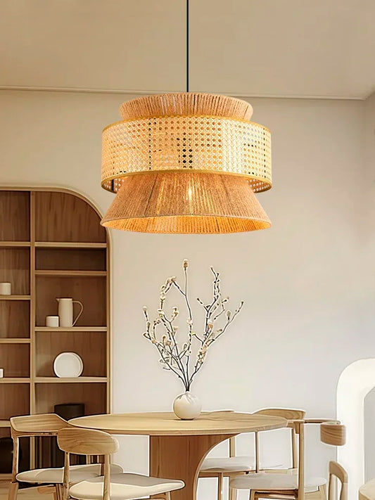 Wabi | Pendelleuchte – Rattan Hängelampe für Esszimmer und Wohnräume 0