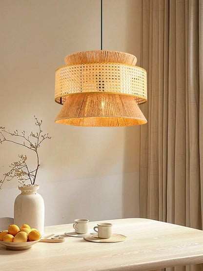 Wabi | Pendelleuchte – Rattan Hängelampe für Esszimmer und Wohnräume 1