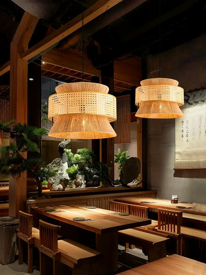 Wabi | Pendelleuchte – Rattan Hängelampe für Esszimmer und Wohnräume 2