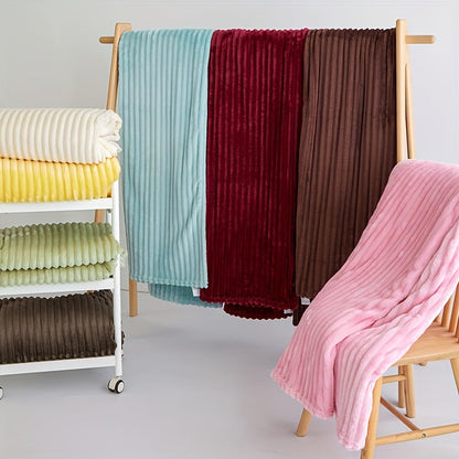 Verdickte Gestreifte Plüschdecke - Weiche und Hautfreundliche, Multifunktionale Decke
