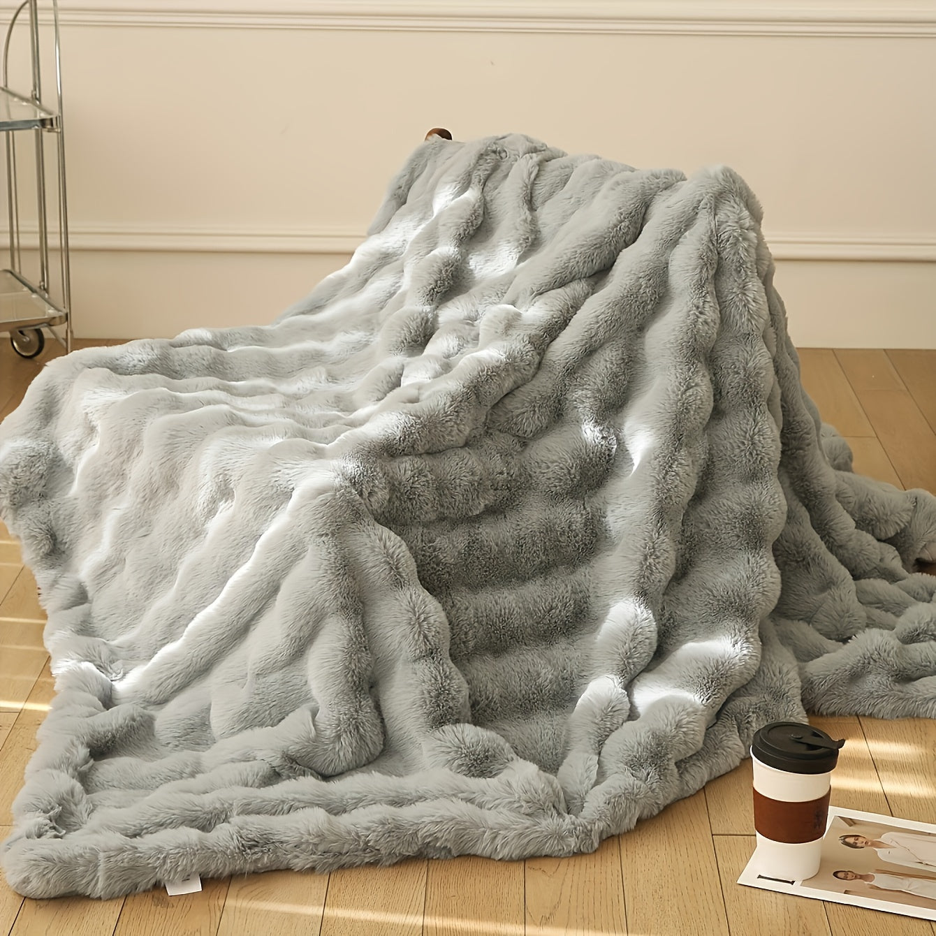 Verdickte Faux Kaninchenfell-Decke - Warme Plüschdecke für Bett, Büro und Klimaanlage