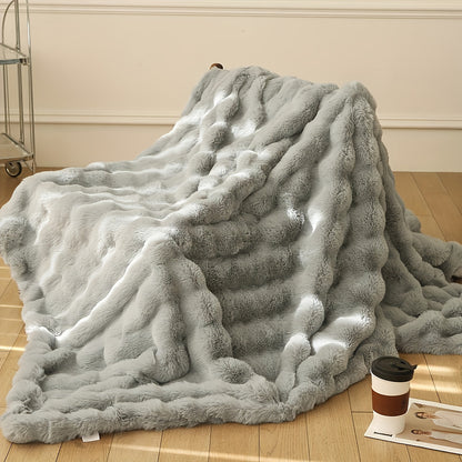 Verdickte Faux Kaninchenfell-Decke - Warme Plüschdecke für Bett, Büro und Klimaanlage
