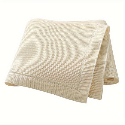 Weiche Baumwollstrickswaddle-Decke - Einfarbig, Geometrisches Muster, Perfekt für Verschiedene Anlässe