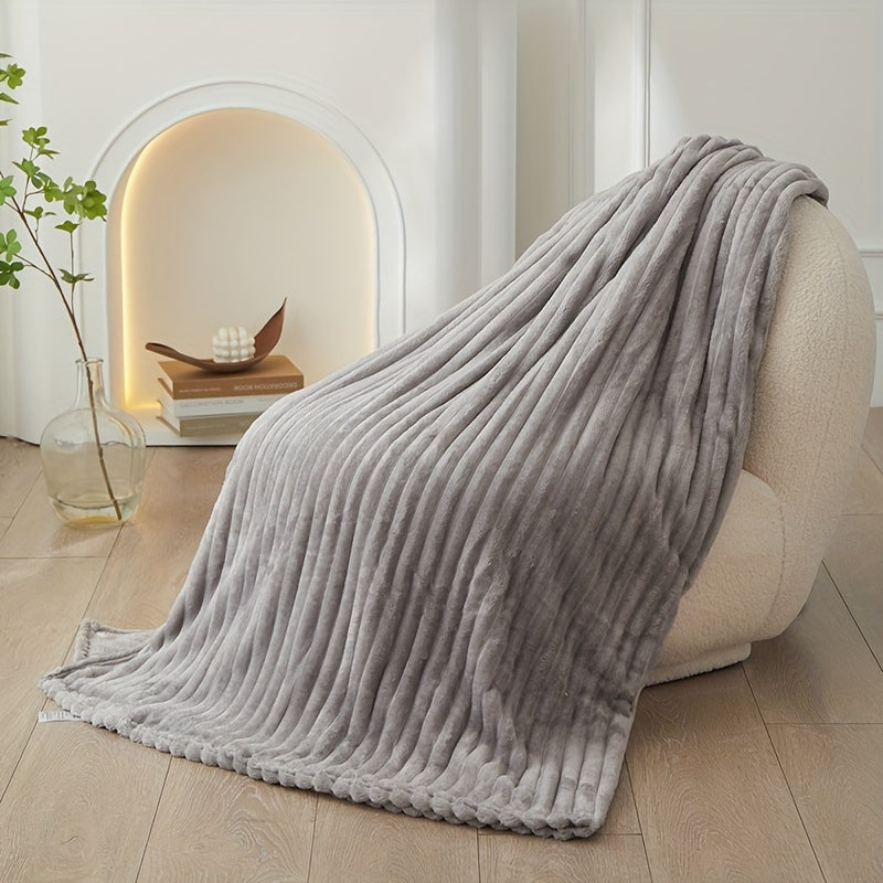 Verdickte Gestreifte Plüschdecke - Weiche und Hautfreundliche, Multifunktionale Decke