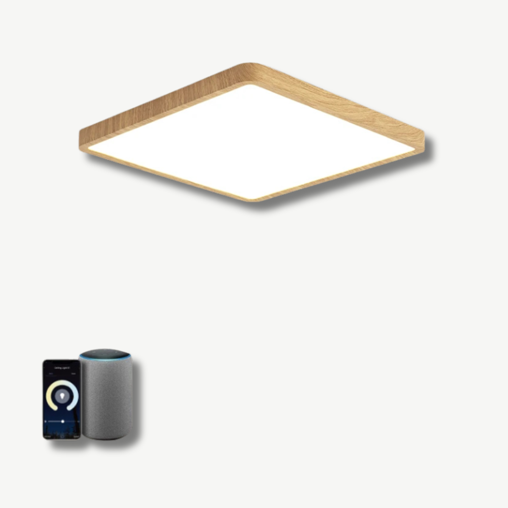 Belloraa | Intelligente LED-Deckenleuchte mit Holzmaserung, App-Steuerung, Sprachsteuerung, Fernbedienung