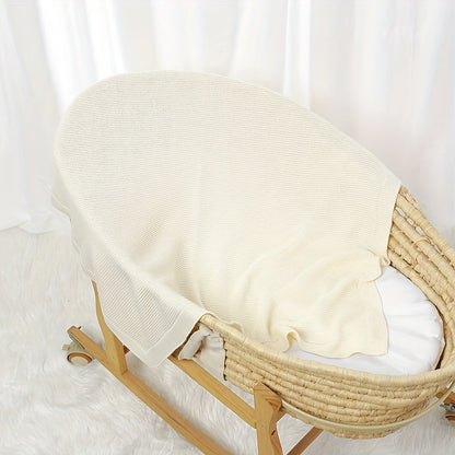 Weiche Baumwollstrickswaddle-Decke - Einfarbig, Geometrisches Muster, Perfekt für Verschiedene Anlässe