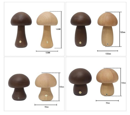 MushLumi | Holz-Pilz LED Nachtlampe mit Touch-Schalter
