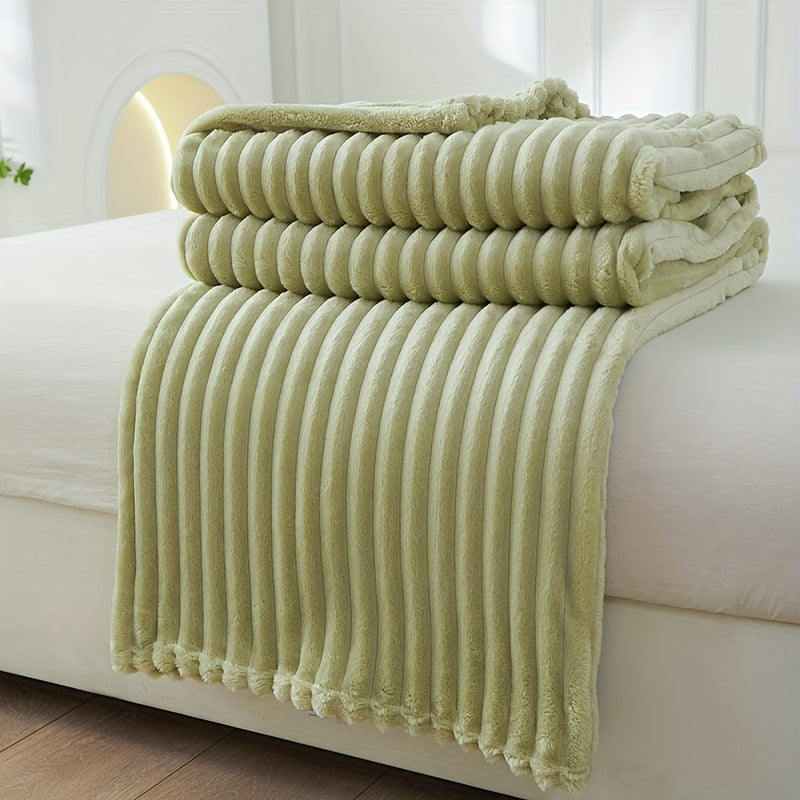 Verdickte Gestreifte Plüschdecke - Weiche und Hautfreundliche, Multifunktionale Decke