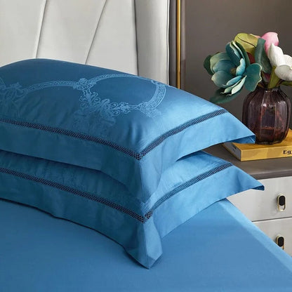 Elegance Blue – Bettbezugset aus ägyptischer Baumwolle