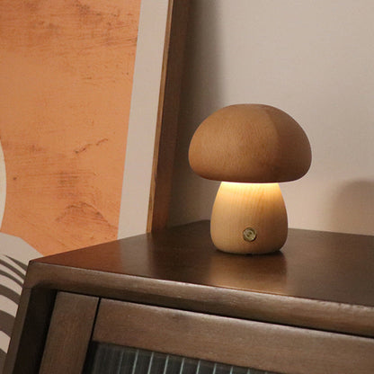 MushLumi | Holz-Pilz LED Nachtlampe mit Touch-Schalter