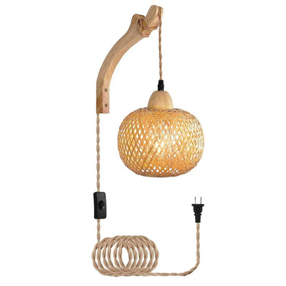 Rattano | Wandleuchte – Retro Rattan Design für Innenräume